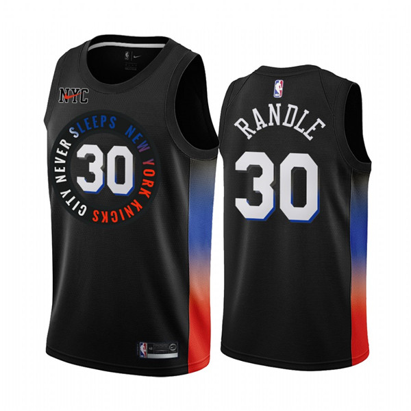 Men's New York Knicks #30 Julius Randle Black NBA City Edition New Uniform 2020-21 Stitched Jersey